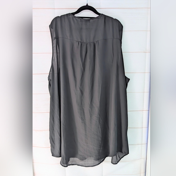 Lily Morgan Sleeveless Black 🖤 🐈⬛ 🖤 Semi Sheer Zip-Front Blouse 3X - Picture 2 of 7